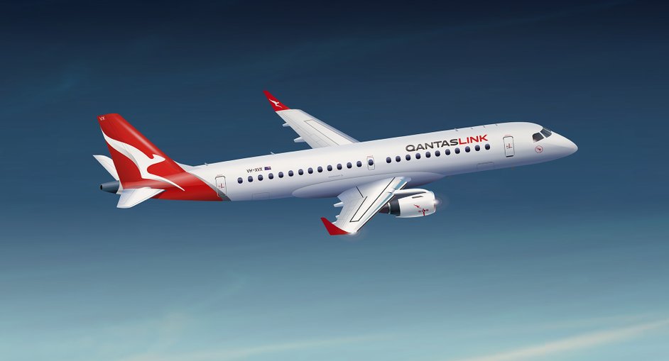 Qantas Embraer 190 artist impression by Lila Design